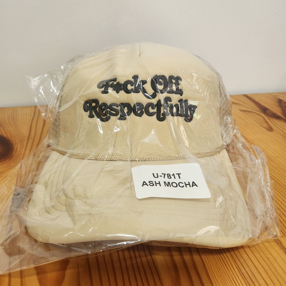 Zenana Ash Mocha Trucker Hat F*ck Off Respectfully Snapback Mesh Cap